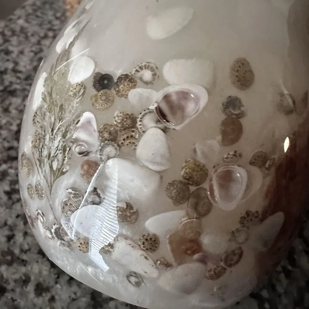 VTG Acrylic Resin Shells Candle Holder 4.75 Inch Vase Nautical Beach Ocean Decor